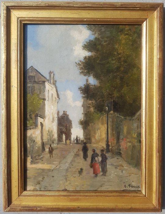 Charles Pécrus (1826-1907) - Paris, rue à Montmartre, Antiek en Kunst, Kunst | Schilderijen | Klassiek