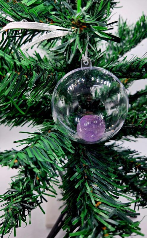 Edelsteen kerstbal Amethist, Bijoux, Sacs & Beauté, Pierres précieuses, Enlèvement ou Envoi