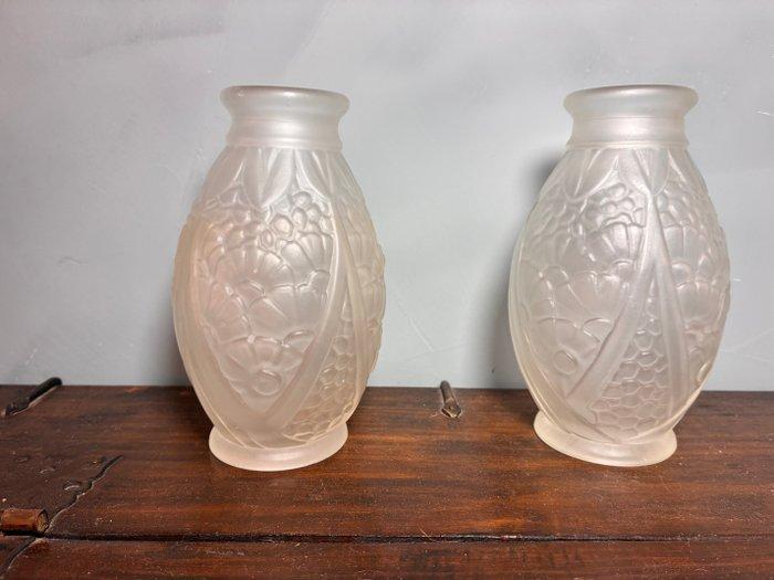 Vaas (2) - Glas - Paar Art Deco vazen, Antiquités & Art, Curiosités & Brocante