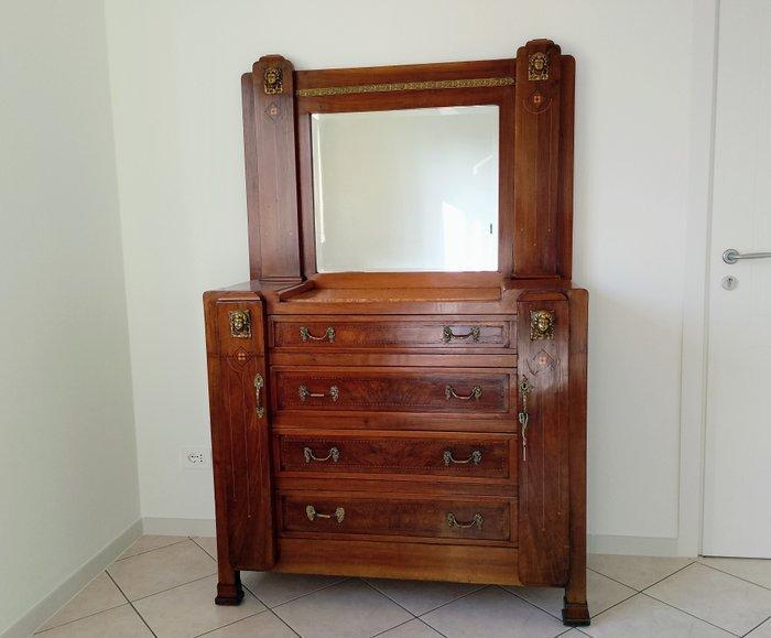 Commode - Marmer, Messing, Walnoot, Wortelnotenhout, Antiek en Kunst, Kunst | Designobjecten