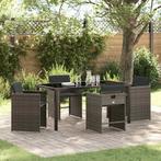 vidaXL Tuin Eettafel Set 5 pcs Grijs poly rattan, Tuin en Terras, Verzenden, Nieuw
