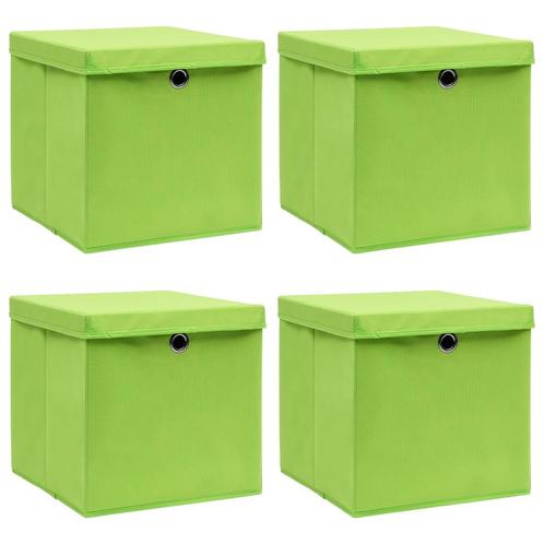 vidaXL Opbergboxen met deksel 4 st 32x32x32 cm stof groen, Doe-het-zelf en Bouw, Kratten en Dozen, Nieuw, Verzenden