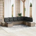 vidaXL 8-delige tuinzetel set met kussens Grijs Poly Rattan, Tuin en Terras, Tuinsets en Loungesets, Verzenden, Nieuw