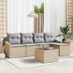 vidaXL Tuin Eettafel Set met kussen 6 pcs Beige en, Verzenden, Nieuw