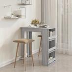 vidaXL Bartafel met opbergrek 102x50x103,5 cm hout grijs, Huis en Inrichting, Verzenden, Nieuw