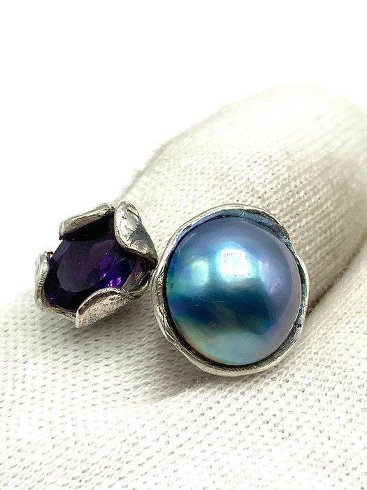 Zonder Minimumprijs - Ring Zilver Amethist, Handtassen en Accessoires, Ringen