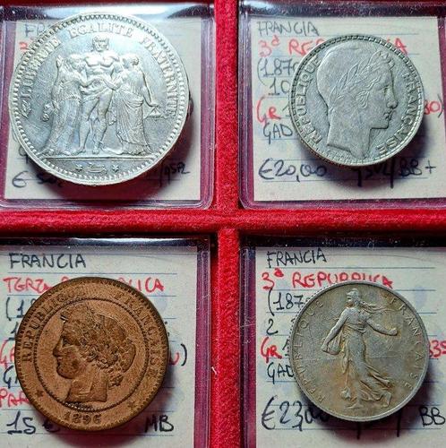 Frankrijk. Lotto di 4 monete, 1873/1929 (Zonder, Postzegels en Munten, Munten | Europa | Niet-Euromunten