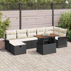 vidaXL 8-delige tuinset met kussens zwart poly riet, Tuin en Terras, Verzenden, Nieuw, Tuinset