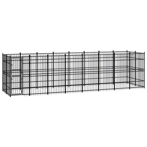 vidaXL Hondenkennel 14,75 m² staal, Dieren en Toebehoren, Hondenbenches, Nieuw, Verzenden