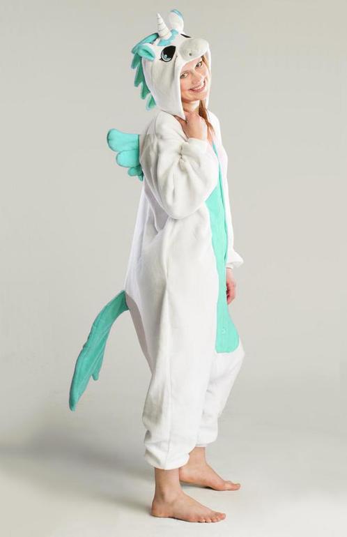 Onesie Turquoise Pegasus Pak 128-134 Eenhoornpak Kostuum Een, Kinderen en Baby's, Carnavalskleding en Verkleedspullen, Nieuw, Ophalen of Verzenden