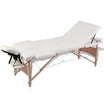 vidaXL Table de massage pliable Blanc crème 3 zones avec, Sports & Fitness, Produits de massage, Verzenden, Neuf