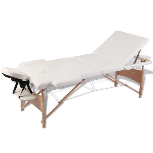 vidaXL Table de massage pliable Blanc crème 3 zones avec, Sports & Fitness, Produits de massage, Neuf, Envoi