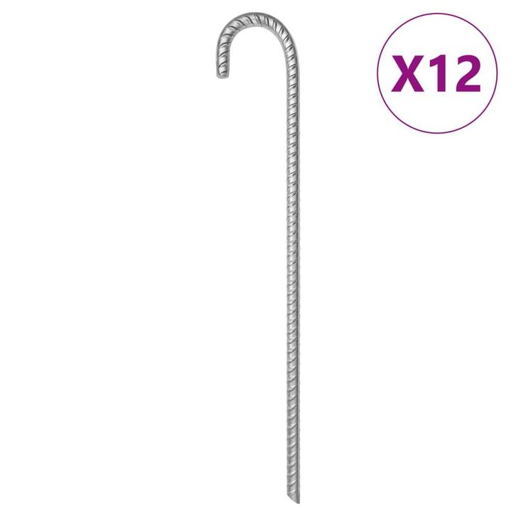 vidaXL Tentharingen 12 st Ø12 mm 41,5 cm gegalvaniseerd, Caravans en Kamperen, Tentaccessoires, Nieuw, Verzenden