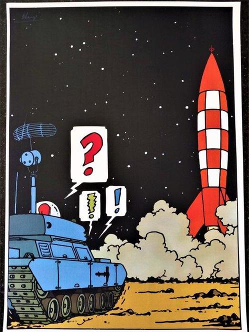 Hergé - 1 Offset Print - Kuifje - On a marché sur la Lune -, Boeken, Strips | Comics