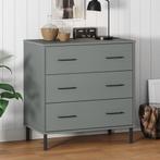 vidaXL Buffet avec 3 tiroirs Gris 77x40x79,5 cm Bois, Maison & Meubles, Verzenden, Neuf