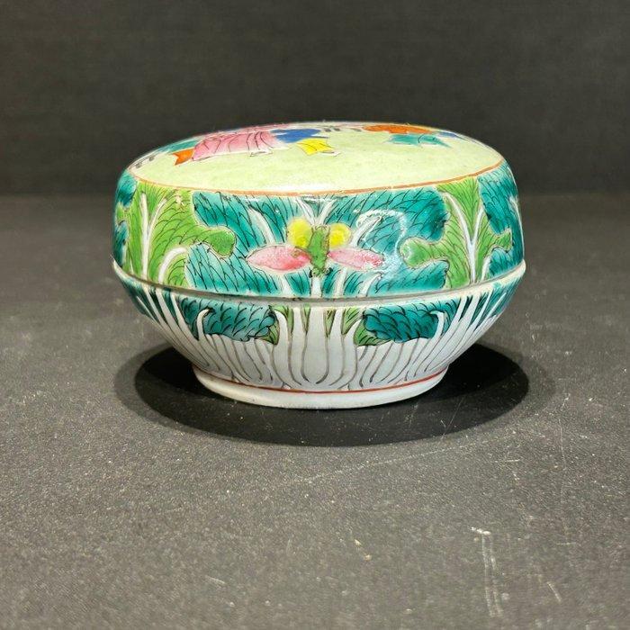Doos - Porselein - familie rose dekseldoosje, Antiek en Kunst, Antiek | Overige Antiek