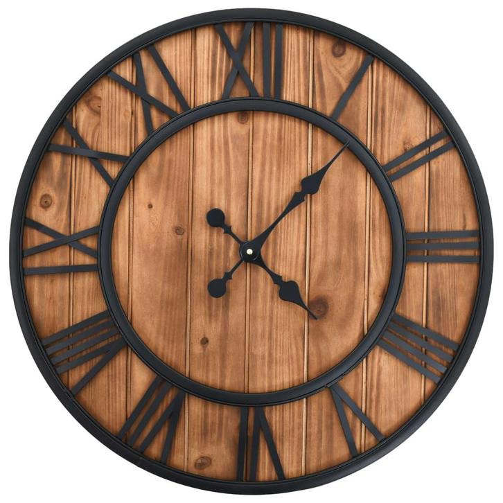 vidaXL Wandklok vintage-stijl quartz-mechanisme XXL 60 cm, Huis en Inrichting, Woonaccessoires | Klokken, Nieuw, Verzenden