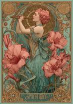CARCANVAS_IT - Redhead flautist in Mucha style, Huis en Inrichting, Nieuw