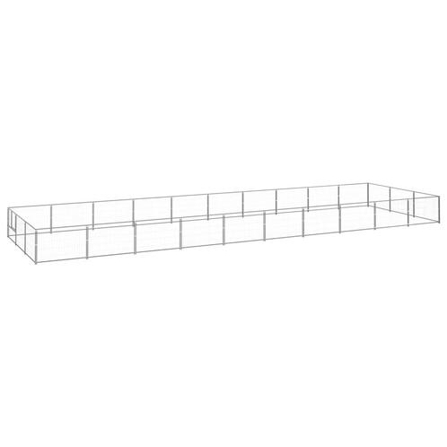 vidaXL Hondenkennel 30 m² staal zilverkleurig, Dieren en Toebehoren, Hondenbenches, Nieuw, Verzenden