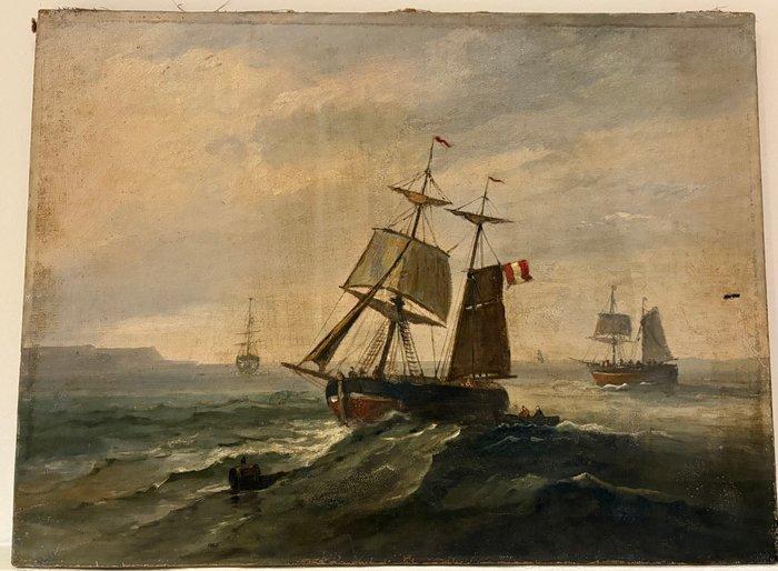 Spaanse school (XIX) - Navíos en el Mar, Antiek en Kunst, Kunst | Schilderijen | Klassiek