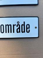 Set van drie originele emaille borden met de Zweedse tekst, Antiek en Kunst