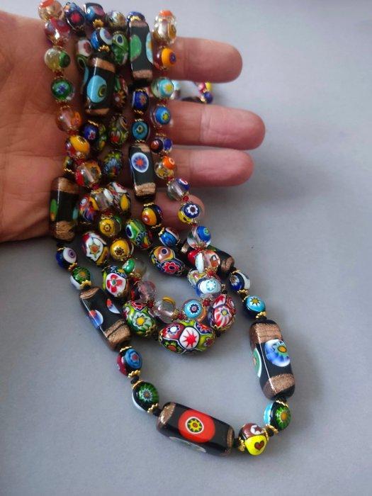 messing - Ketting - Murano Millefiori, Antiek en Kunst, Antiek | Glaswerk en Kristal