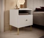 Meubella Nachtkastje Vermont wit goud 50 cm met lade, Huis en Inrichting, Kasten | Overige, Verzenden, Nieuw