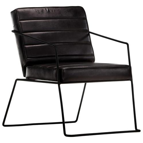 vidaXL Fauteuil echt leer zwart, Huis en Inrichting, Fauteuils, Nieuw, Verzenden