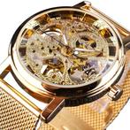 Gouden Kast Luxe Horloge voor Heren - Mesh Bandje, Verzenden, Nieuw, Winner