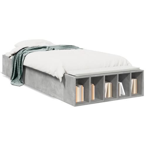 vidaXL Cadre de lit gris béton 90x200 cm bois, Maison & Meubles, Chambre à coucher | Lits, Neuf, Envoi