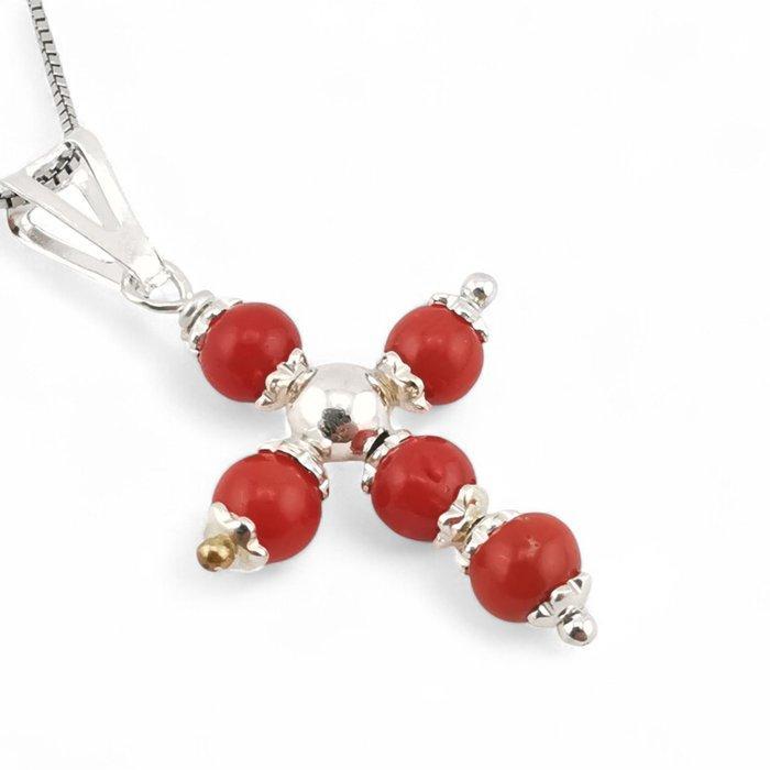 Koraal - Zilver - Ketting met hanger - handgemaakt, Verzamelen, Mineralen en Fossielen