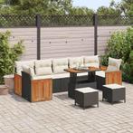 vidaXL Tuinbank Set met kussen 13 pcs Zwart en Crème poly, Jardin & Terrasse, Verzenden