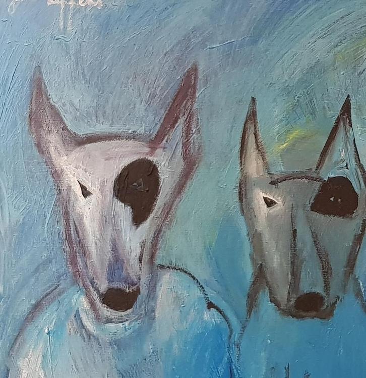 Jan Leppens: Liefdesverhaal van een Bullterriër, Antiek en Kunst, Kunst | Schilderijen | Modern