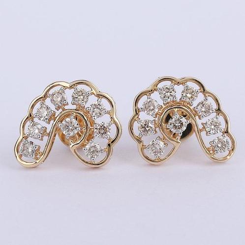 Oorstekers - 14 karaat Geel goud -  1.11ct. tw. Diamant, Handtassen en Accessoires, Antieke sieraden