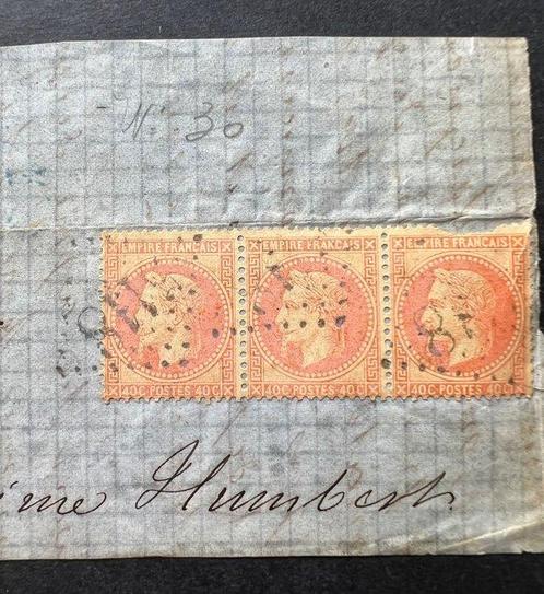 France 1870 - Lettre bande de 3 40c orange Napoléon obl 5118, Timbres & Monnaies, Timbres | Europe | France