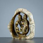 Beeld, Familiebeeld van zes personen - 130 mm - Serpetine, Antiek en Kunst