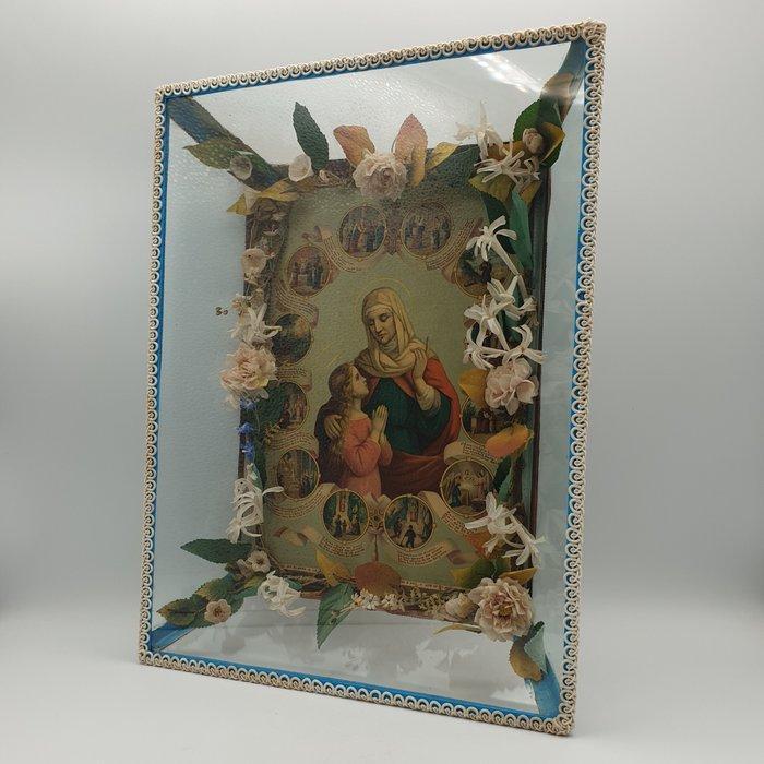 Icoon - SantAnna con Maria Bambina (h 38 cm) - Italië begin, Antiek en Kunst, Antiek | Boeken en Manuscripten