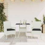 vidaXL 3-delige Tuinset met kussens poly rattan en glas, Tuin en Terras, Verzenden, Nieuw, Tuinset