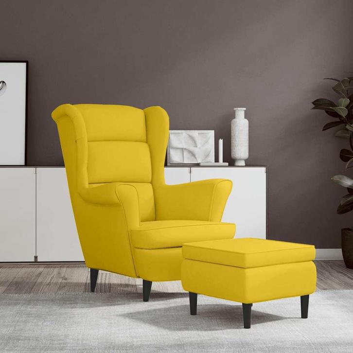 vidaXL Fauteuil met voetenbank fluweel mosterdgeel, Huis en Inrichting, Fauteuils, Nieuw, Verzenden