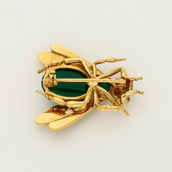 Broche - 18 carats Or jaune - Chrysopraas, Bijoux, Sacs & Beauté, Bijoux anciens