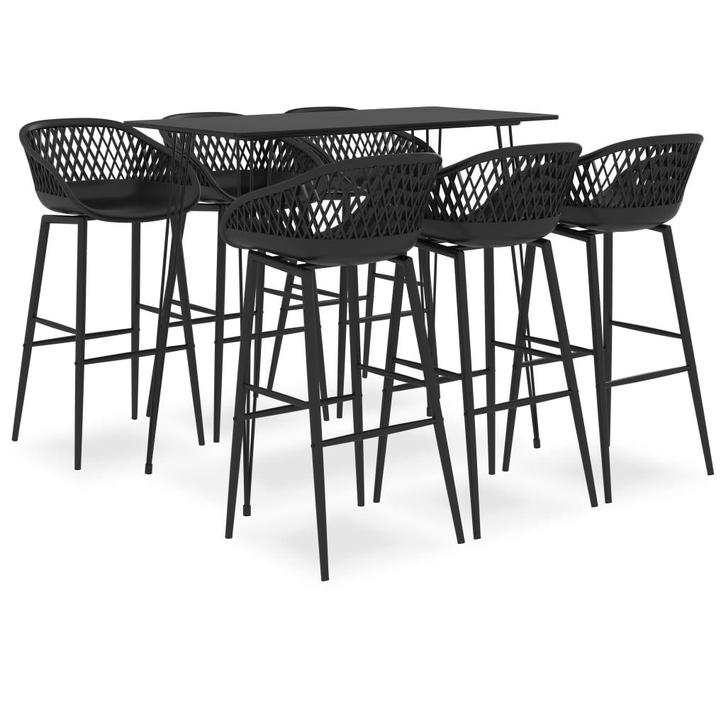 vidaXL 7-delige Barset zwart, Huis en Inrichting, Complete eetkamers, Nieuw, Verzenden