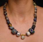 Fenicisch Glas, Goud ketting ogen kralen - 26 cm, Handtassen en Accessoires, Antieke sieraden