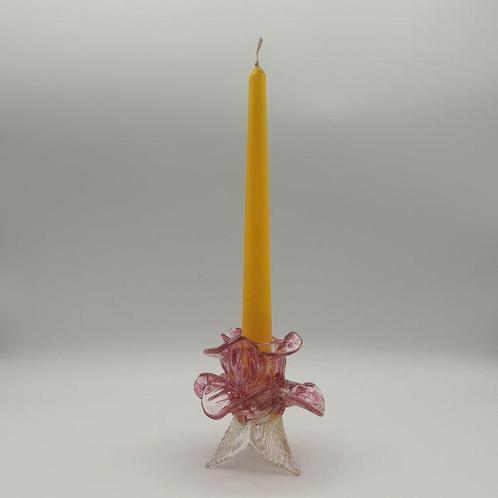 Monocandeliere Rosa in Vetro di Murano - Kandelaar -, Antiek en Kunst, Curiosa en Brocante