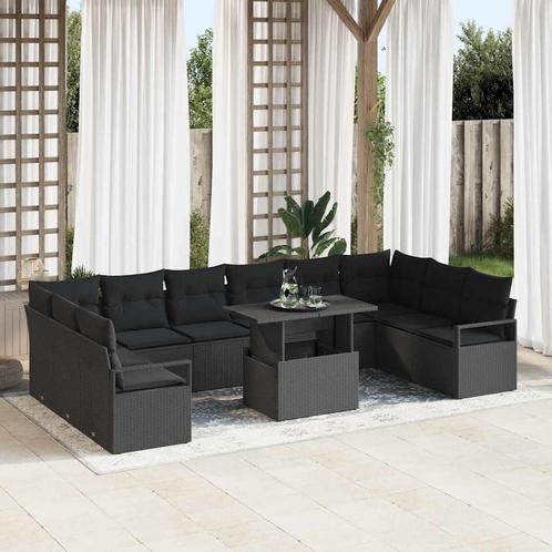 vidaXL Tuinbank Set met kussen 11 pcs Zwart 100 x 55 x 73 cm, Tuin en Terras, Tuinsets en Loungesets, Nieuw, Verzenden