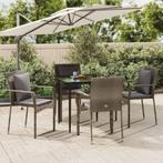 vidaXL 5-delige Tuinset met kussens poly rattan zwart en, Verzenden, Nieuw, Tuinset