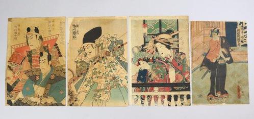 Kabuki & Bijin Ukiuo-e Prints - Kumagai Jinya, Nue, Shin, Antiek en Kunst, Antiek | Overige Antiek