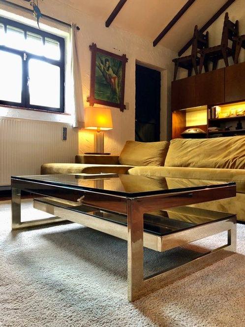Belgo Chrom - Salontafel - G tafel - Glas, Metaal, Antiek en Kunst, Antiek | Meubels | Stoelen en Sofa's