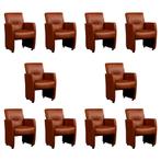 Set van 10 Leren eetkamerstoelen Pleasure - Granada, Ophalen of Verzenden, Nieuw, Leer, Eén