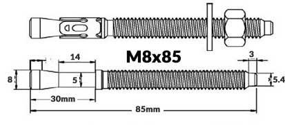 Rvs Keilbout M8 x 75  A2 kwaliteit, Tuin en Terras, Overige Tuin en Terras, Verzenden