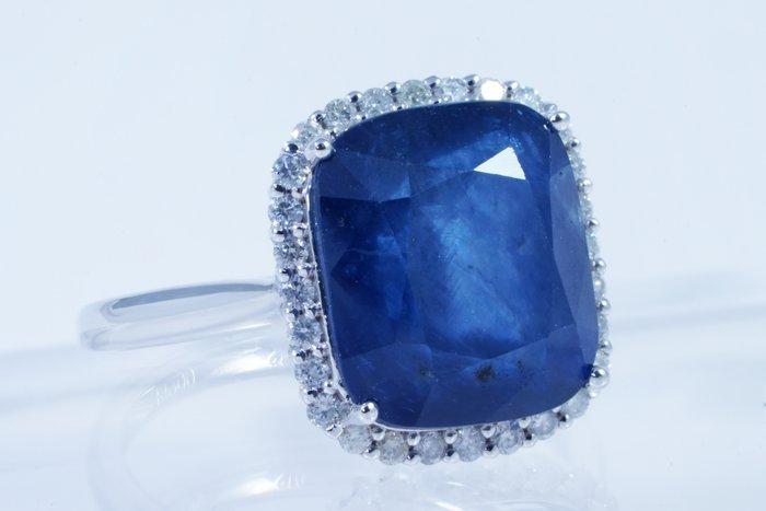 Zonder Minimumprijs - Ring Platina - 10.27ct. tw. Saffier -, Handtassen en Accessoires, Ringen